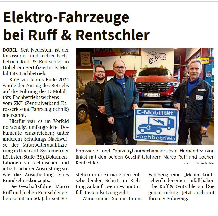 Elektro-Fahrzeuge bei Ruff & Rentschler